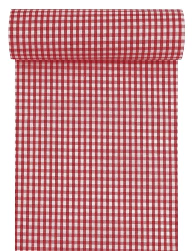 Tischband Kariert Bordeaux Weiß Vichy Karo Oktoberfest Polyester 10m x 20cm von ZauberDeko