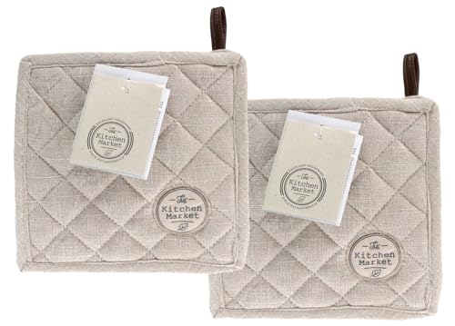Topflappen Ofen Beige Baumwolle Küchenhelfer Backset 2er Set von ZauberDeko