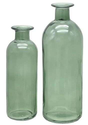 Vase Grün Salbei Dunkelgrün Glas Blumenvase Dekovasen 2 Fach Sortiert von ZauberDeko