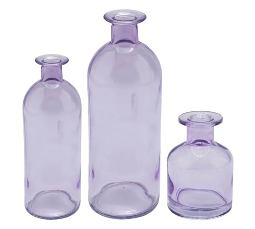 Vase Lila Glas Blumenvase Dekovasen 3 Fach Sortiert von ZauberDeko