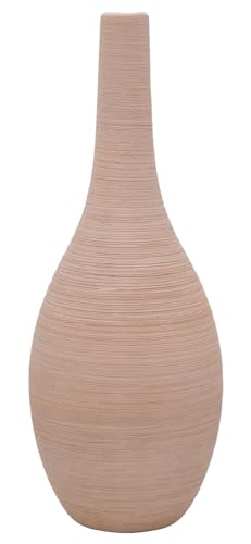 Vase Rosa Geriffelt Bauchig Keramik Tischdeko Keramikvase Deko 25 cm von ZauberDeko