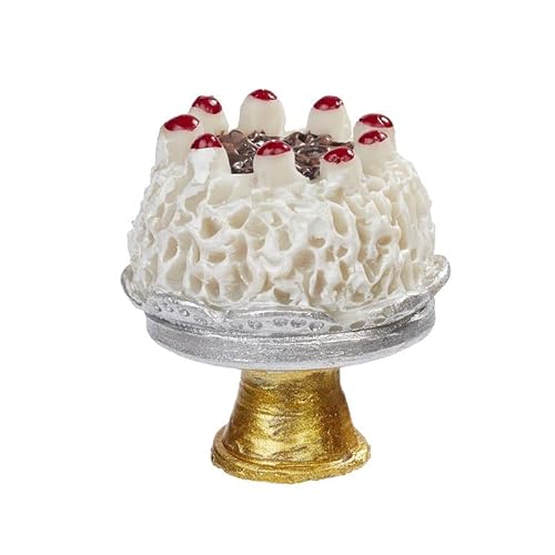 Wichtel Zubehör Backen Torte mit Tortenplatte Miniatur aus Polyresin 2,5 x 3 cm von ZauberDeko