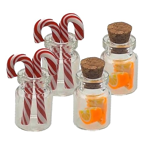 Wichtel Zubehör Mini Flaschen mit Zuckerstangen Orangenscheiben Set 4- teilig von ZauberDeko