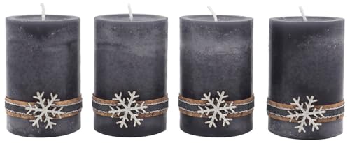 4 Adventskerzen Kerzen Stumpenkerzen Grau Silber Holz Weihnachten Advent Deko Tischdeko von ZauberDeko