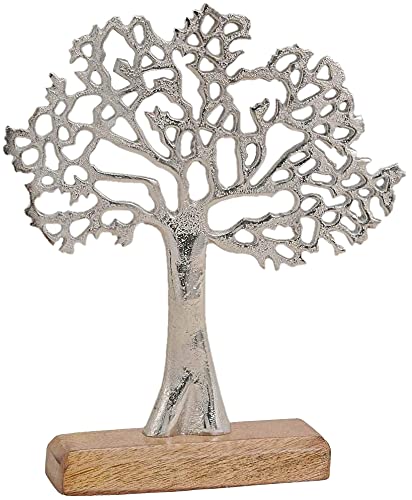 ZauberDeko Baum des Lebens auf Holzsockel Alu Lebensbaum Kommunion Konfirmation Tischdeko Deko 27cm von ZauberDeko