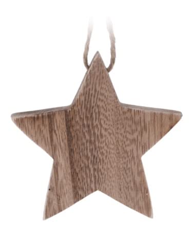 ZauberDeko Christbaumschmuck Hängedeko Holz Elch Tannenbaum Schneeflocke Stern Deko Weihnachten, Modell:Stern von ZauberDeko