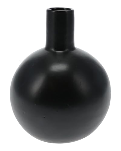 ZauberDeko Deko Vase Rund Porzellan Klein 4 Farben Flaschenvase Blumenvase 13 cm, Farbe:Schwarz von ZauberDeko