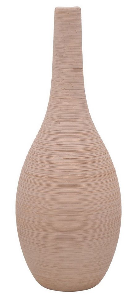 ZauberDeko Dekovase Vase Rosa Geriffelt Bauchig Keramik Tischdeko Keramikvase Deko 25 cm von ZauberDeko