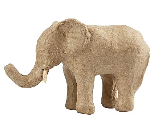 ZauberDeko Elefant Pappmaché Braun Natur Deko Figur Basteln 13cm von ZauberDeko