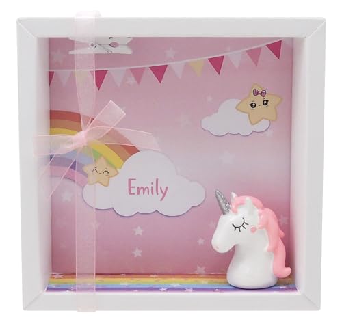 ZauberDeko Geldgeschenk Verpackung Einhorn Rosa Regenbogen Mädchen Geschenk Kindergeburtstag Geburt Taufe MIT Namen von ZauberDeko