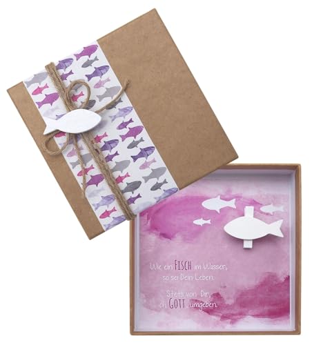ZauberDeko Geldgeschenk Verpackung Mauve Lila Fisch Weiß Kommunion Konfirmation Gutschein Geschenkidee von ZauberDeko