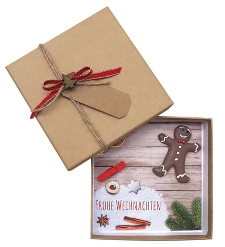 ZauberDeko Geldgeschenk Verpackung Weihnachten Lebkuchenmann Rot Natur Geschenk Gutschein von ZauberDeko