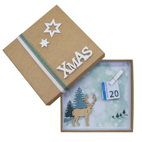 ZauberDeko Geldgeschenk Verpackung Weihnachten Xmas Stern Hirsch Natur Gutschein von ZauberDeko