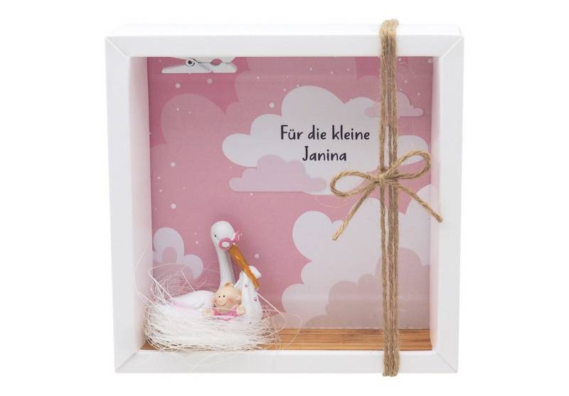 ZauberDeko Geschenkbox Geldgeschenk MIT NAMEN Baby Storch Mädchen Geburt Taufe Gutschein von ZauberDeko