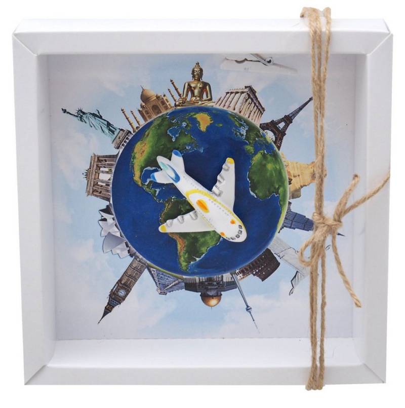 ZauberDeko Geschenkbox Geldgeschenk Reise Urlaub Weltreise Flugzeug Around The World von ZauberDeko