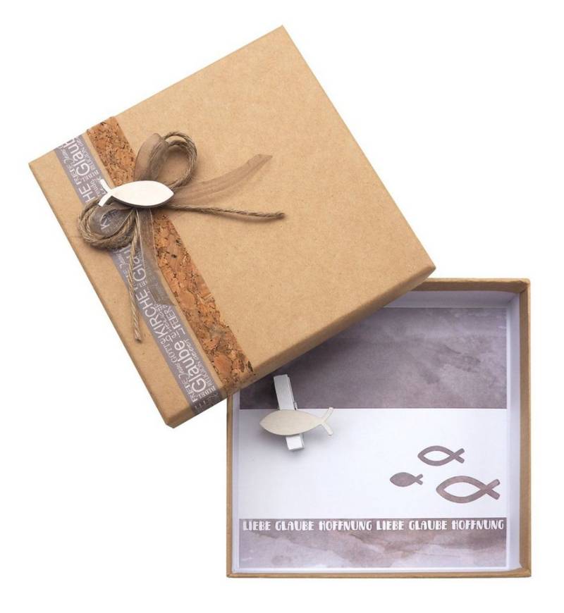 ZauberDeko Geschenkbox Geldgeschenk Verpackung Fisch Natur Taupe Kommunion Konfirmation Braun von ZauberDeko