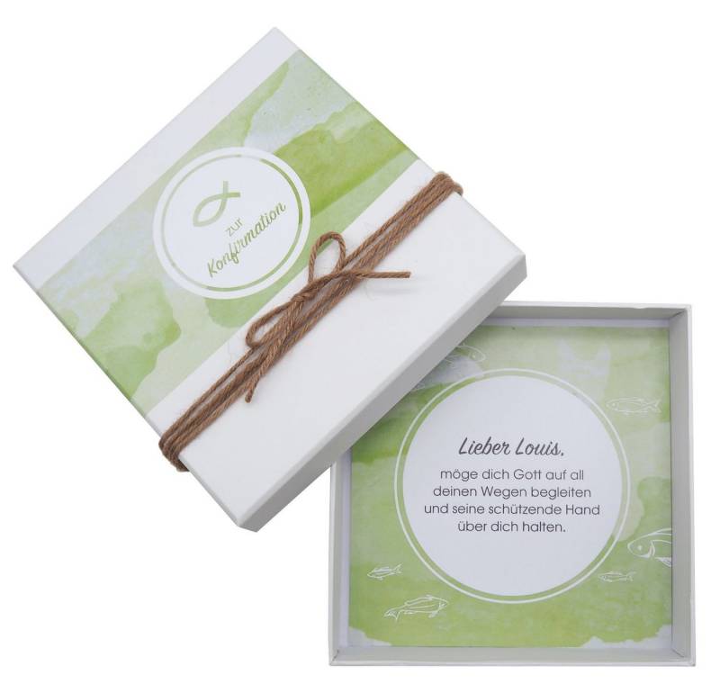 ZauberDeko Geschenkbox Geldgeschenk Verpackung Konfirmation MIT NAME Fisch Grün von ZauberDeko
