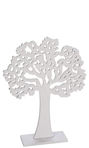 ZauberDeko Holzaufsteller Baum des Lebens Weiß Deko Lebensbaum Kommunion Konfirmation 21cm Mittel von ZauberDeko