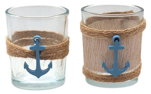 ZauberDeko Kerzenhalter Teelichthalter Maritim Anker Tischdeko Teelichtgläser Deko Sommer 6,5x5,5cm 2 Stück ZauberDeko Kerzenhalter Teelichthalter Maritim Anker Tischdeko Teelichtgläser Deko Sommer 6,5x5,5cm 2 Stück von ZauberDeko