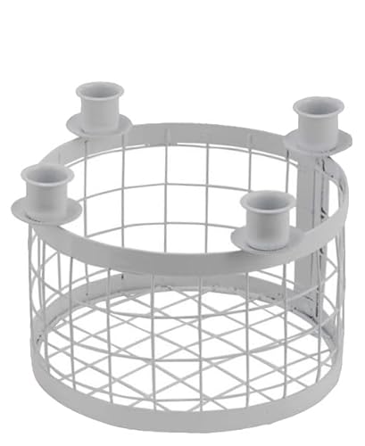 ZauberDeko Kerzenhalter für Stabkerzen Weiß Industrial Metall Korb Weihnachtsdeko Advent 2 Größen, Größe:Klein ZauberDeko Kerzenhalter für Stabkerzen Weiß Industrial Metall Korb Weihnachtsdeko Advent 2 Größen, Größe:Klein von ZauberDeko