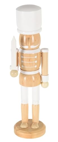 ZauberDeko Nussknacker Figur Soldat Holz Braun Weiß Tischdeko Weihnachten Deko 25 cm, Modell:Modell3 von ZauberDeko