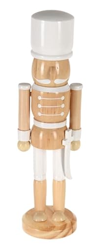 ZauberDeko Nussknacker Figur Soldat Holz Braun Weiß Tischdeko Weihnachten Deko 25 cm, Modell:Modell4 von ZauberDeko