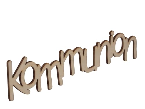 ZauberDeko Schriftzug Holz Kommunion Konfirmation Tischdeko Streudeko Natur, Modell:Kommunion von ZauberDeko