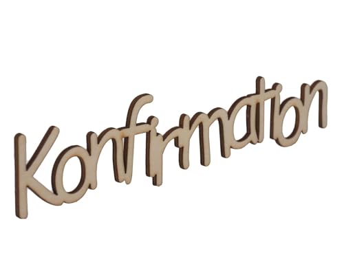 ZauberDeko Schriftzug Holz Kommunion Konfirmation Tischdeko Streudeko Natur, Modell:Konfirmation von ZauberDeko