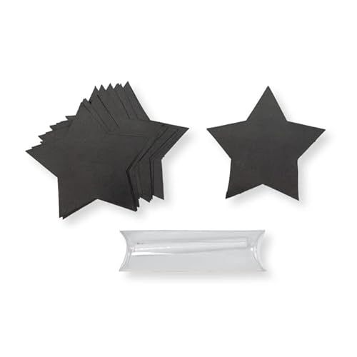 ZauberDeko Tafelsticker 'Stern' mit Kreide Selbstklebend Schwarz 15 Stück Weihnachten 8 cm von ZauberDeko