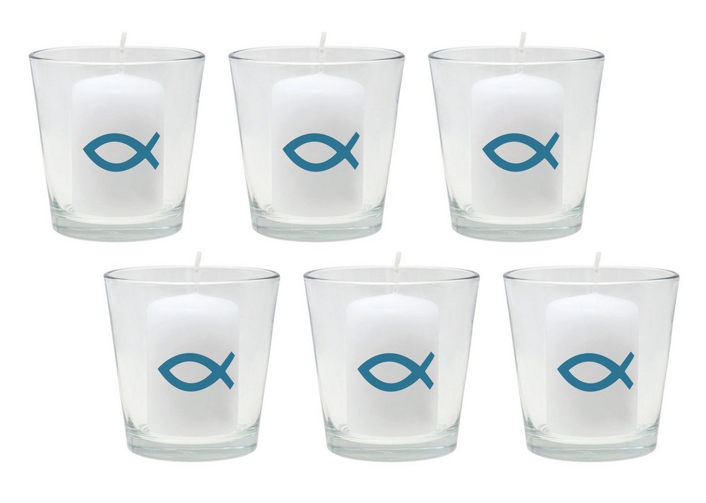 ZauberDeko Teelichthalter 6x Windlicht Kerze Fisch Petrol Blau Kommunion Konfirmation Tischdeko ZauberDeko Teelichthalter 6x Windlicht Kerze Fisch Petrol Blau Kommunion Konfirmation Tischdeko von ZauberDeko