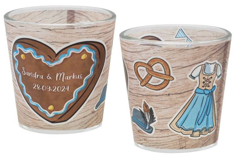 ZauberDeko Teelichthalter Windlicht Oktoberfest Hellblau Braun Hochzeit MIT NAME 7,5cm H ZauberDeko Teelichthalter Windlicht Oktoberfest Hellblau Braun Hochzeit MIT NAME 7,5cm H von ZauberDeko