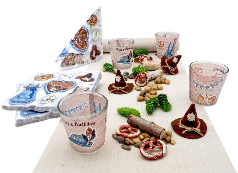 ZauberDeko Tischdecke Oktoberfest Set Bayrisch Mann Oktoberfest Geburtstag Personalisiert von ZauberDeko