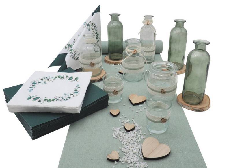 ZauberDeko Tischdecke Tischdeko Herz Salbei Eukalyptus Holz Creme Hochzeit 20 Personen ZauberDeko Tischdecke Tischdeko Herz Salbei Eukalyptus Holz Creme Hochzeit 20 Personen von ZauberDeko