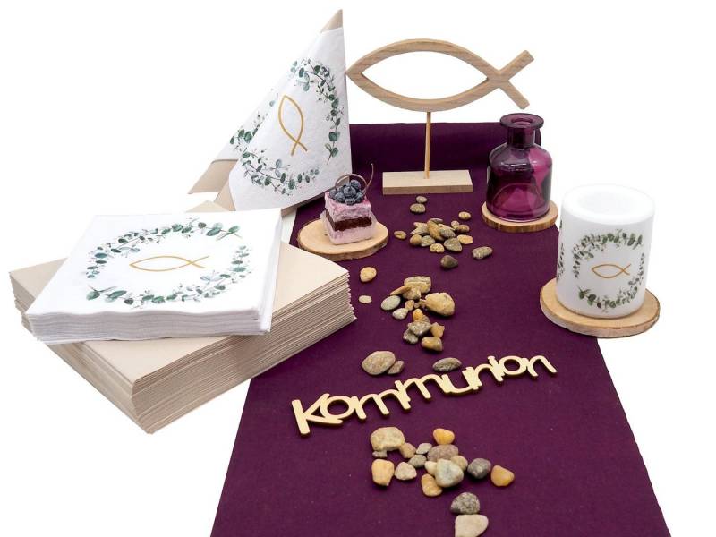 ZauberDeko Tischdecke Tischdeko Pflaume Lila Fisch Holz Kommunion Konfirmation 20 Personen ZauberDeko Tischdecke Tischdeko Pflaume Lila Fisch Holz Kommunion Konfirmation 20 Personen von ZauberDeko