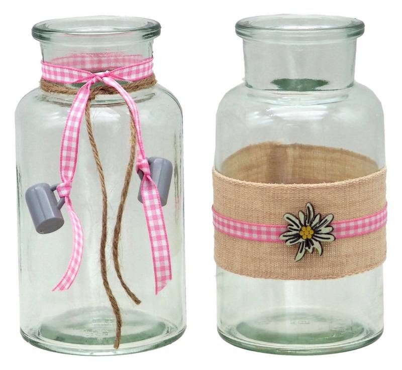 ZauberDeko Tischvase Tischdeko Oktoberfest Vasen Glas Deko Bayrisch Rosa Kariert 2 Stück ZauberDeko Tischvase Tischdeko Oktoberfest Vasen Glas Deko Bayrisch Rosa Kariert 2 Stück von ZauberDeko