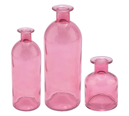 ZauberDeko Vase Pink Glas Blumenvase Dekovasen 3 Fach Sortiert von ZauberDeko
