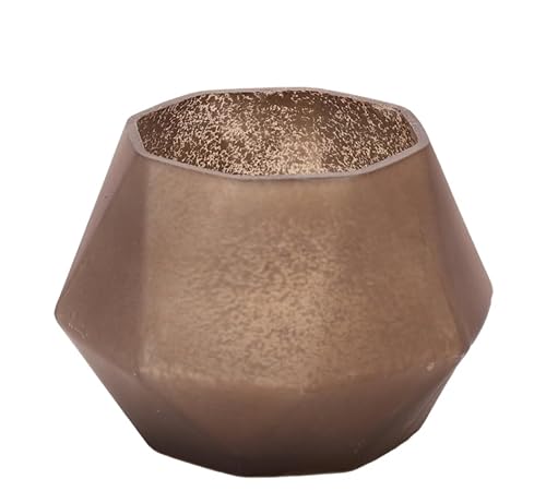 ZauberDeko Windlicht Glas Herbst Weihnachten Braun Kupfer Zwei Modelle gesprenkelt 13 cm, Modell:Modell1 von ZauberDeko