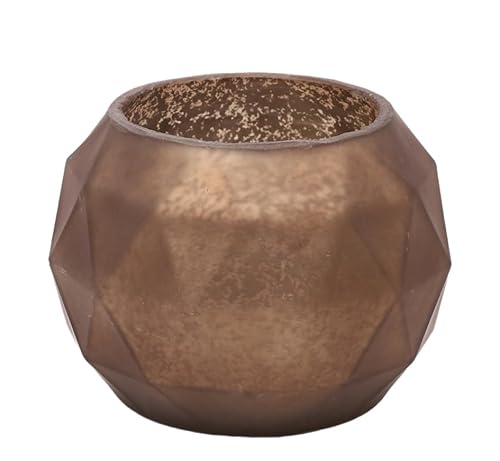ZauberDeko Windlicht Glas Herbst Weihnachten Braun Kupfer Zwei Modelle gesprenkelt 13 cm, Modell:Modell2 von ZauberDeko