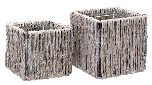 ZauberDeko Windlicht Maritim Viereckig Seegras Getrocknet Weiß Gewischt Deko 2er Set ZauberDeko Windlicht Maritim Viereckig Seegras Getrocknet Weiß Gewischt Deko 2er Set von ZauberDeko