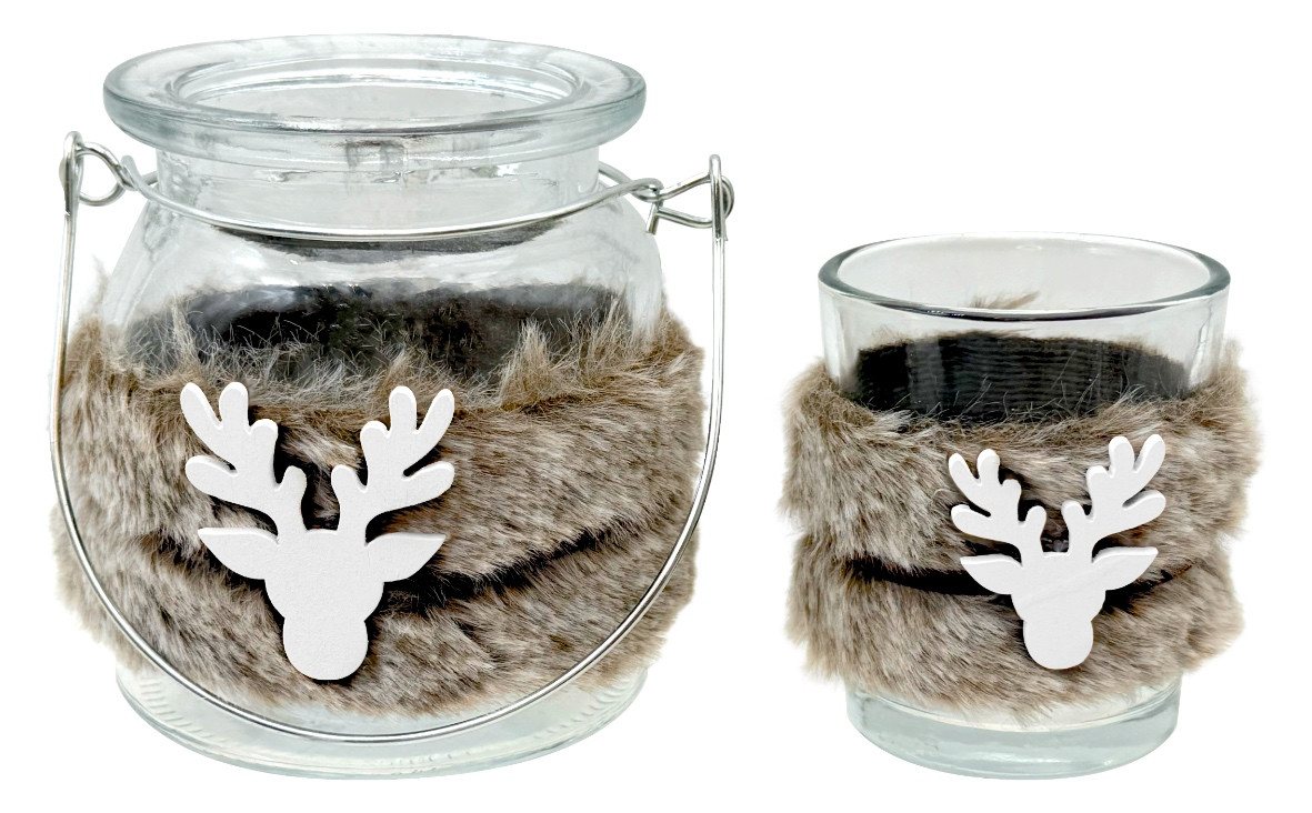 ZauberDeko Windlicht SET Windlicht Teelicht Hirsch Weihnachten Winter Herbst Deko 2-teilig ZauberDeko Windlicht SET Windlicht Teelicht Hirsch Weihnachten Winter Herbst Deko 2-teilig von ZauberDeko
