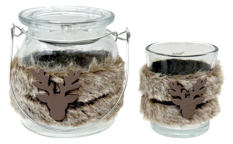 ZauberDeko Windlicht SET Windlicht Teelicht Hirsch Weihnachten Winter Herbst Deko 2-teilig ZauberDeko Windlicht SET Windlicht Teelicht Hirsch Weihnachten Winter Herbst Deko 2-teilig von ZauberDeko