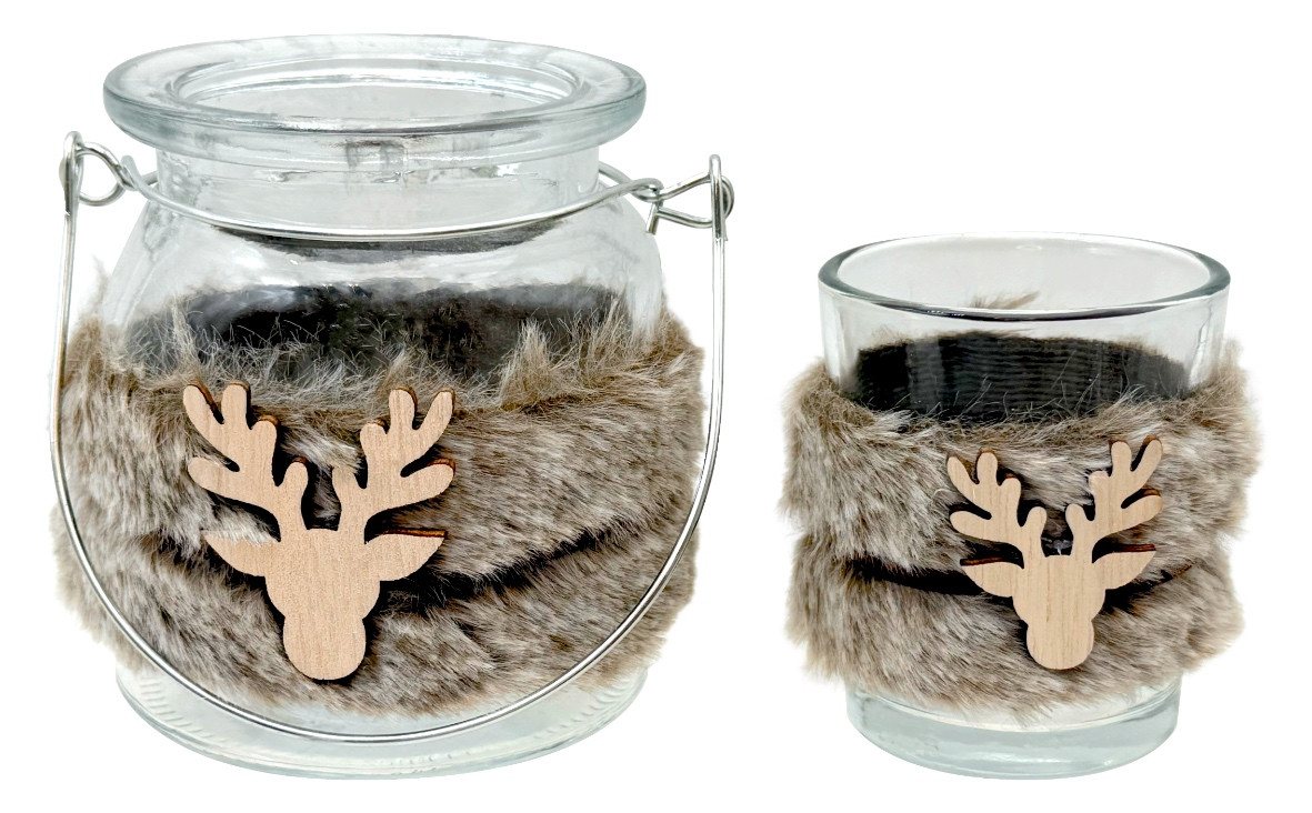 ZauberDeko Windlicht SET Windlicht Teelicht Holz Hirsch Weihnachten Winter Herbst 2-teilig ZauberDeko Windlicht SET Windlicht Teelicht Holz Hirsch Weihnachten Winter Herbst 2-teilig von ZauberDeko