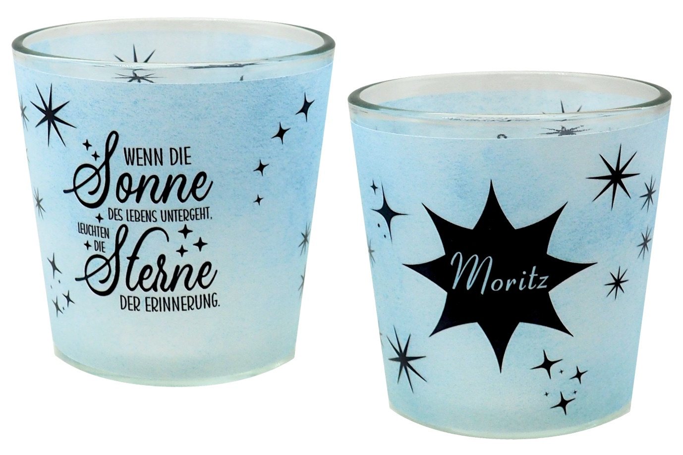 ZauberDeko Windlicht Windlicht Banderole Sterne Anteilnahme Trauer PERSONALISIERT 7,5cm H ZauberDeko Windlicht Windlicht Banderole Sterne Anteilnahme Trauer PERSONALISIERT 7,5cm H von ZauberDeko