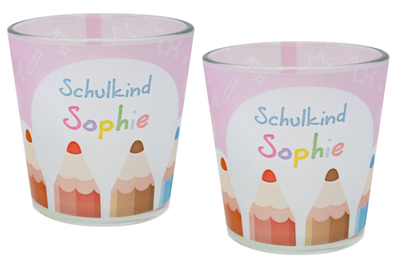 ZauberDeko Windlicht Windlicht Rosa Buntstifte Einschulung Schulbeginn MIT NAME 7,5cm Hoch ZauberDeko Windlicht Windlicht Rosa Buntstifte Einschulung Schulbeginn MIT NAME 7,5cm Hoch von ZauberDeko