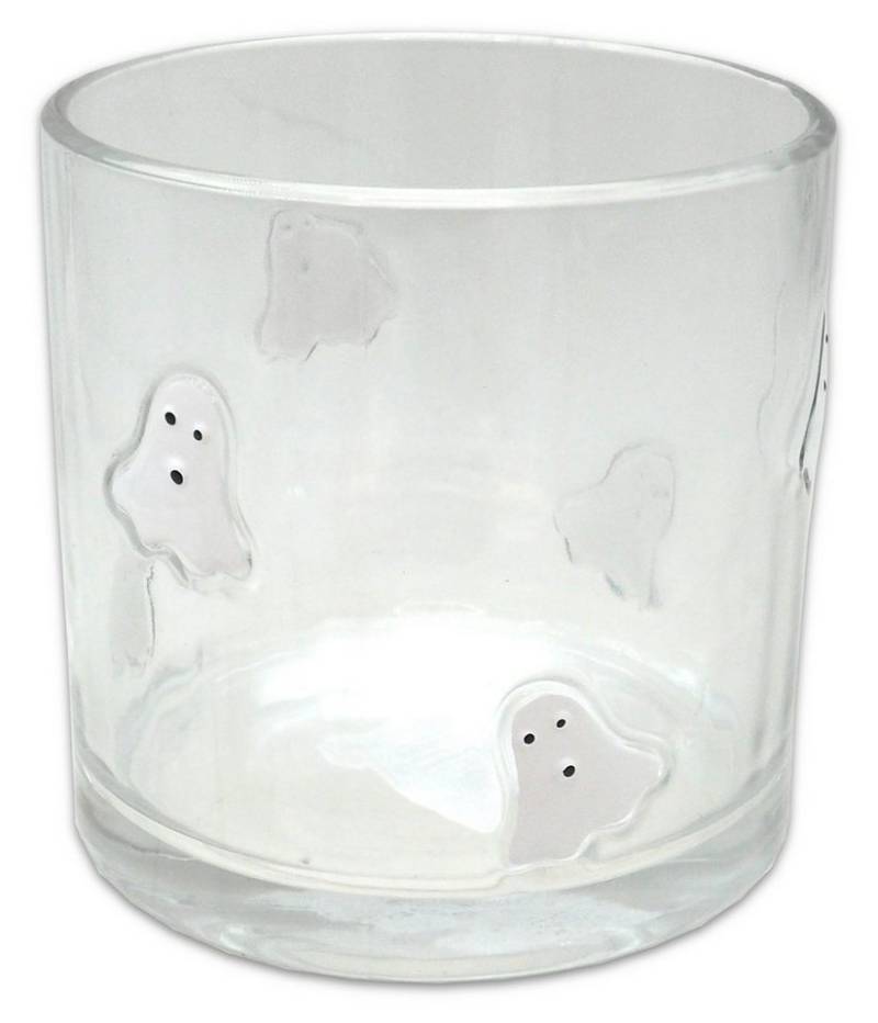 ZauberDeko Windlicht Windlicht Transparent Geist Gespenst Weiß Herbst Halloween 10cmØ 10cmH von ZauberDeko