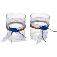 2x Teelichtglas Kommunion Konfirmation Tischdeko Blau Fisch Vintage David von ZauberDekoShop