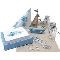 Tischdeko Kommunion Konfirmation Taufe Boot Schiff Blau Maritim Set 20 Personen von ZauberDekoShop