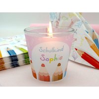 Windlicht Banderole Rosa Buntstifte Kerzenglas Einschulung Schulbeginn Deko Tischdeko Personalisiert 7, 5cm Hoch Windlicht Banderole Rosa Buntstifte Kerzenglas Einschulung Schulbeginn Deko Tischdeko Personalisiert 7, 5cm Hoch von ZauberDekoShop