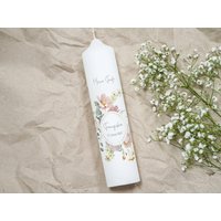 Taufkerze Lovely Flower, Mit Taufspruch, Personalisiert, Segenskerze, Individuelle von ZauberKerze