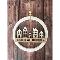Häuserloop/Häuserkranz Skandi Türkranz Wanddeko Dekoring Fensterkranz Herzlich Willkommen von ZauberhafteIdeenShop